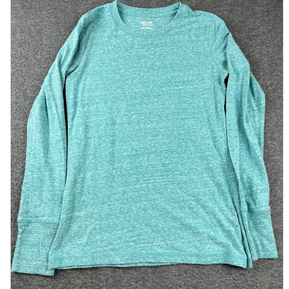 Mossimo Supply Co Women's S Teal Green Heather Long Sleeve Crew Neck T-Shirt